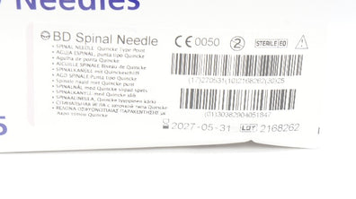 BD 405184 Spinal Ndle Quincke Type Point 18G x 3.5inch - Box of 25
